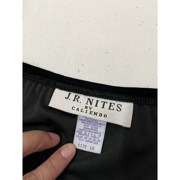 J R Nites By Caliendo Maxi Skirt Women 16 Velvet gothic Black Sequins Sides Slit - Picture 12 of 12